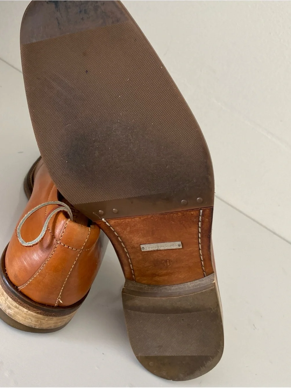 Gordon Rush 3863 Men’s 10 Cognac Brown Apron Toe Derby Made Italy Goodyear Welt